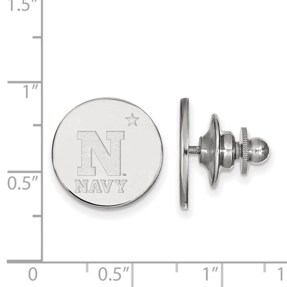 14k White Gold U.S. Naval Academy Lapel or Tie Pin - Picture 2 of 3